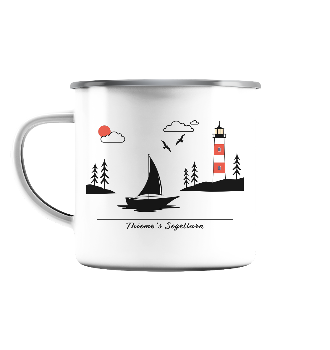 Emaille-Tasse "Sailing" | Personalisierbar |