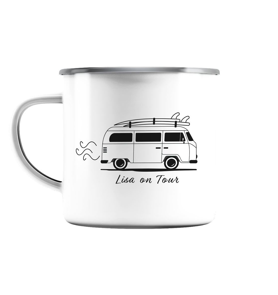 Emaille-Tasse "Live. Love. Vanlife" | Personalisierbar |