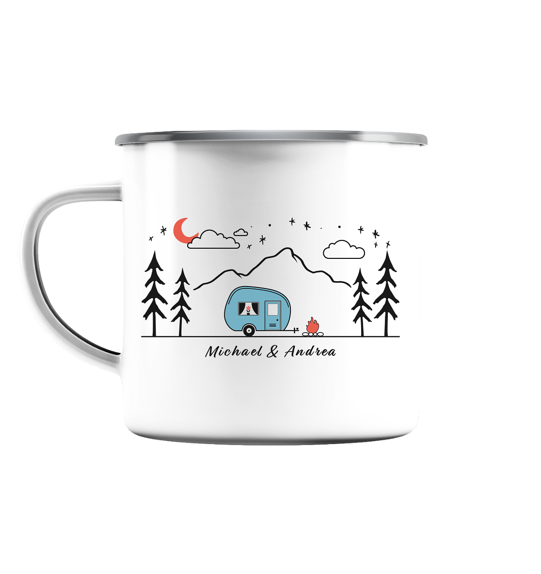 Emaille-Tasse "Caravan" | Personalisierbar |