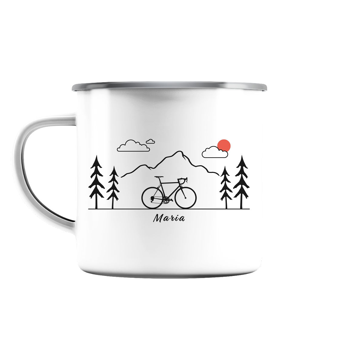 Emaille-Tasse "Fahrrad" | Personalisierbar |