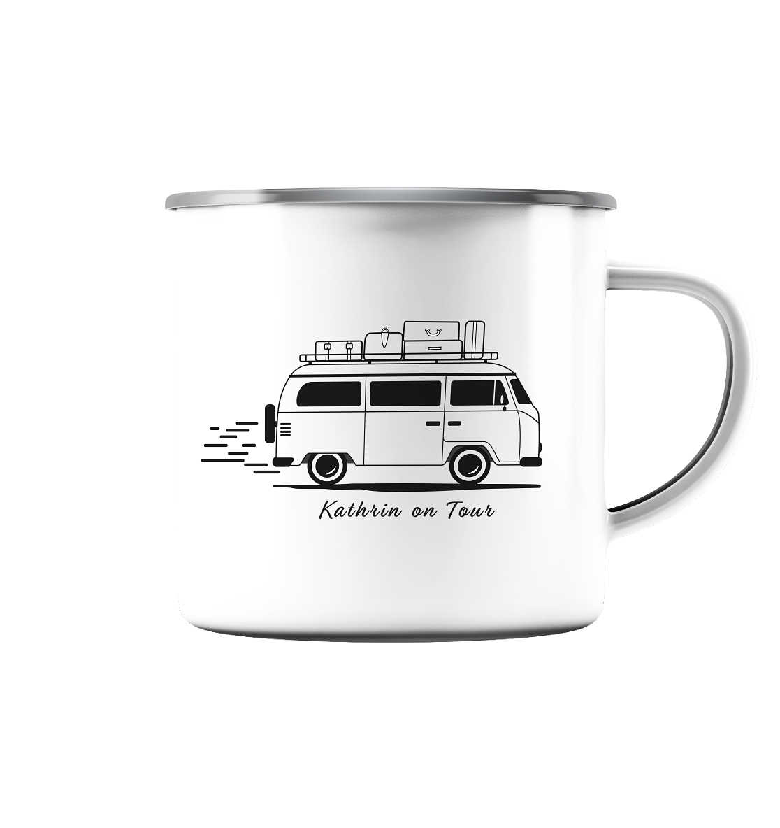 Emaille-Tasse "Keep It Simple. Vanlife" | Personalisierbar |