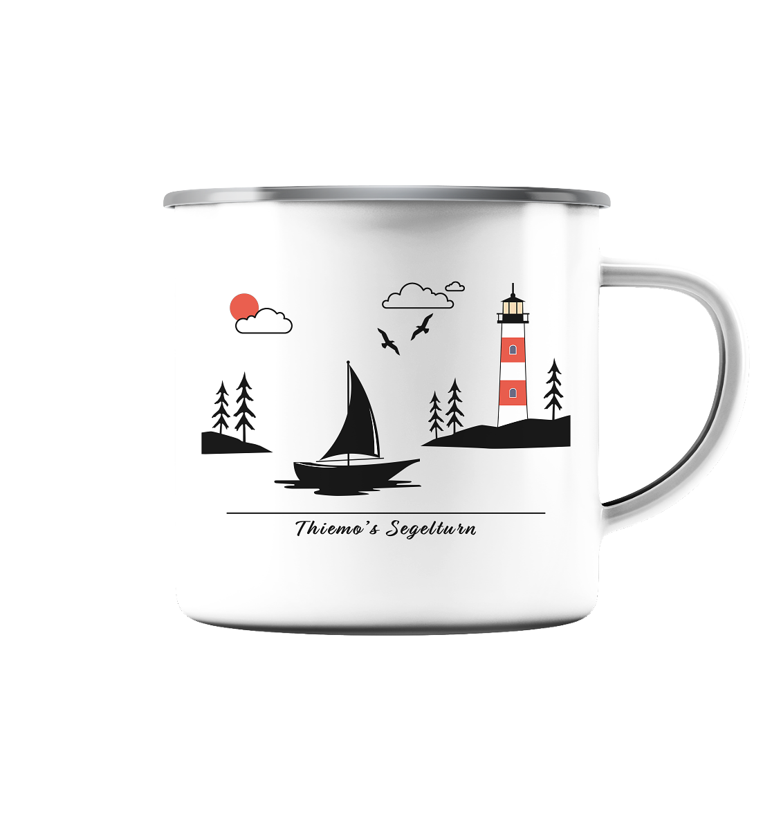 Emaille-Tasse "Sailing" | Personalisierbar |