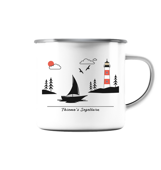 Emaille-Tasse "Sailing" | Personalisierbar |