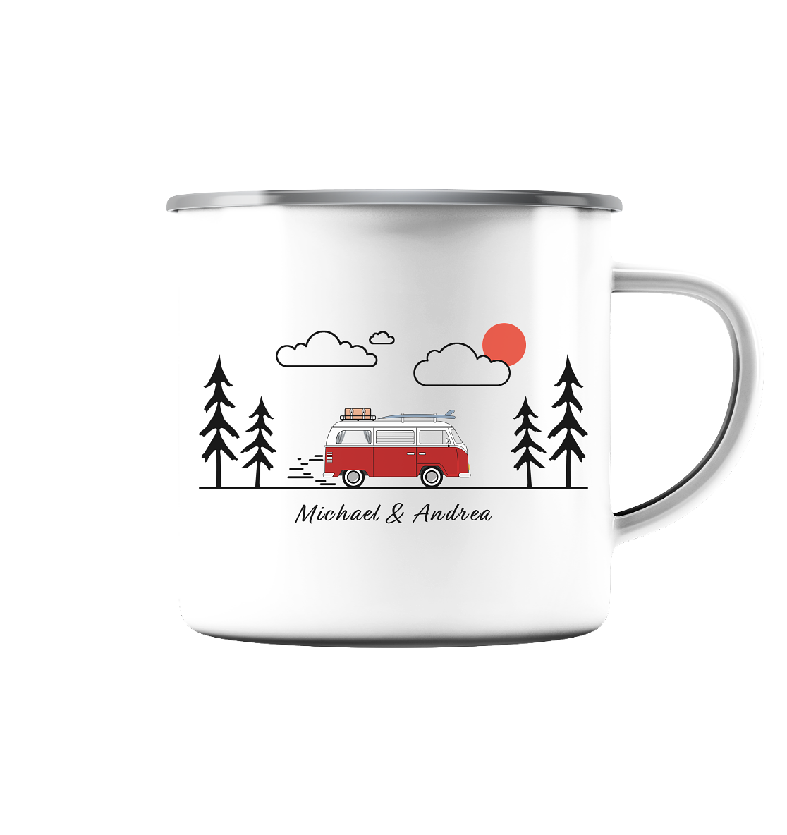 Emaille-Tasse "Vanlife" | Personalisierbar |