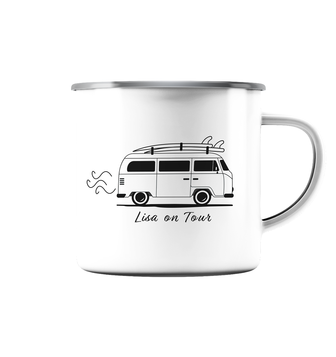 Emaille-Tasse "Live. Love. Vanlife" | Personalisierbar |