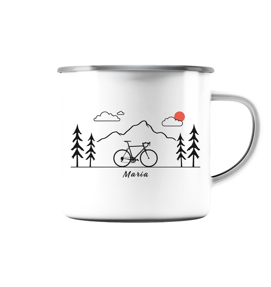 Emaille-Tasse "Fahrrad" | Personalisierbar |