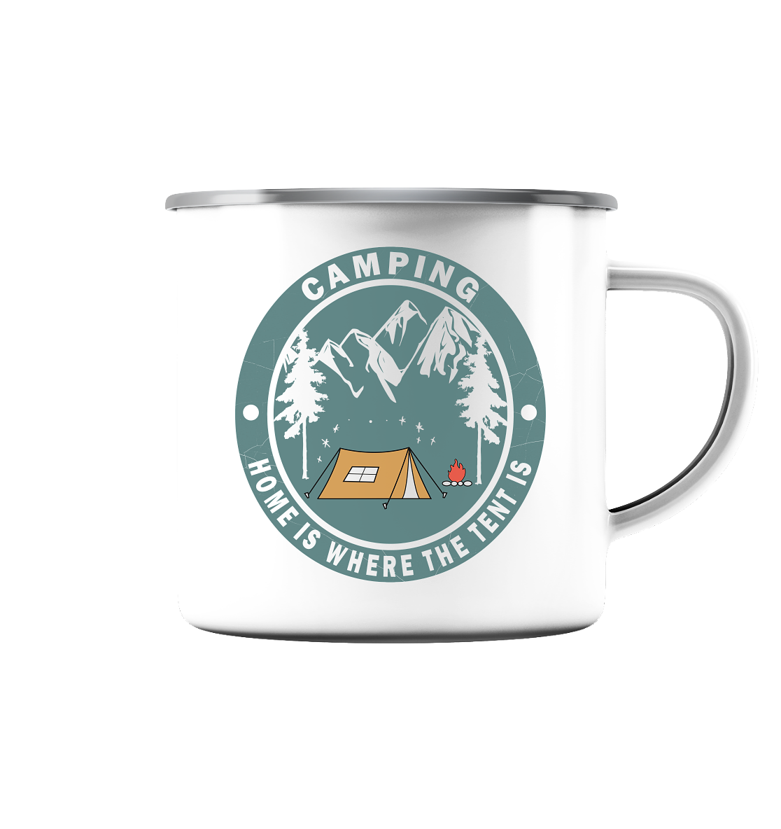 Emaille-Tasse "Camping"