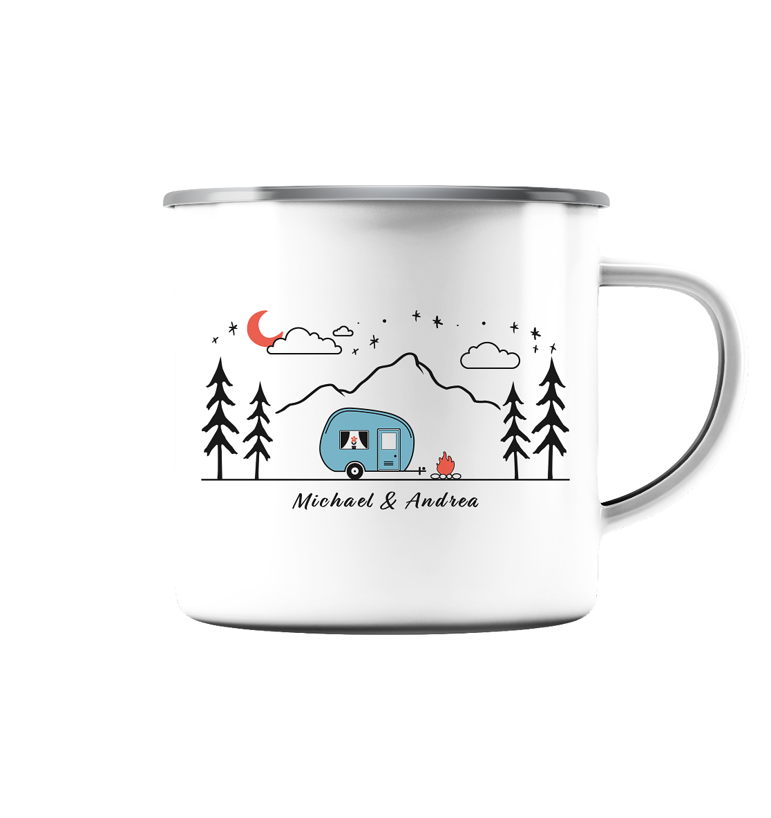 Emaille-Tasse "Caravan" | Personalisierbar |