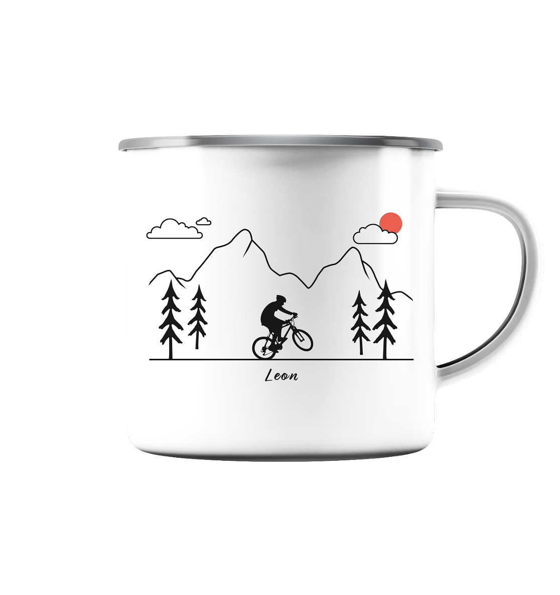 Emaille-Tasse "Mountainbike" | Personalisierbar |