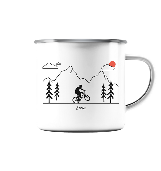 Emaille-Tasse "Mountainbike" | Personalisierbar |