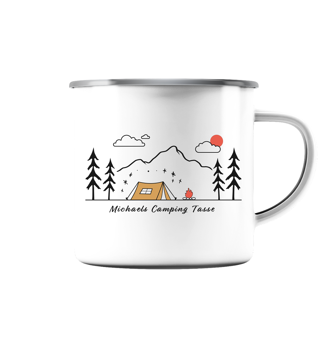 Emaille-Tasse "Camping" | Personalisierbar |